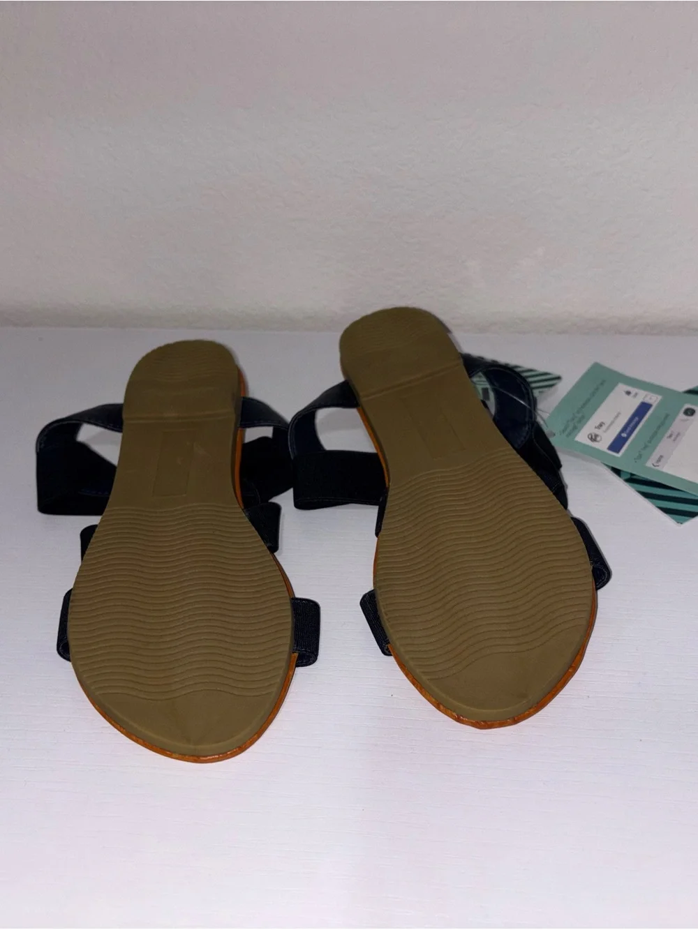 Trary Navy Blue & Tan Strappy Ankle Wrap Comfort Sandals Size 5.5 NWT 🏷️